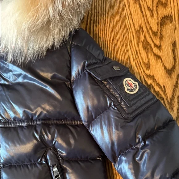 Moncler Dark Blue Puffer Jacket with Detachable Fur Trim Hood 4T Authentic - Picture 3 of 9